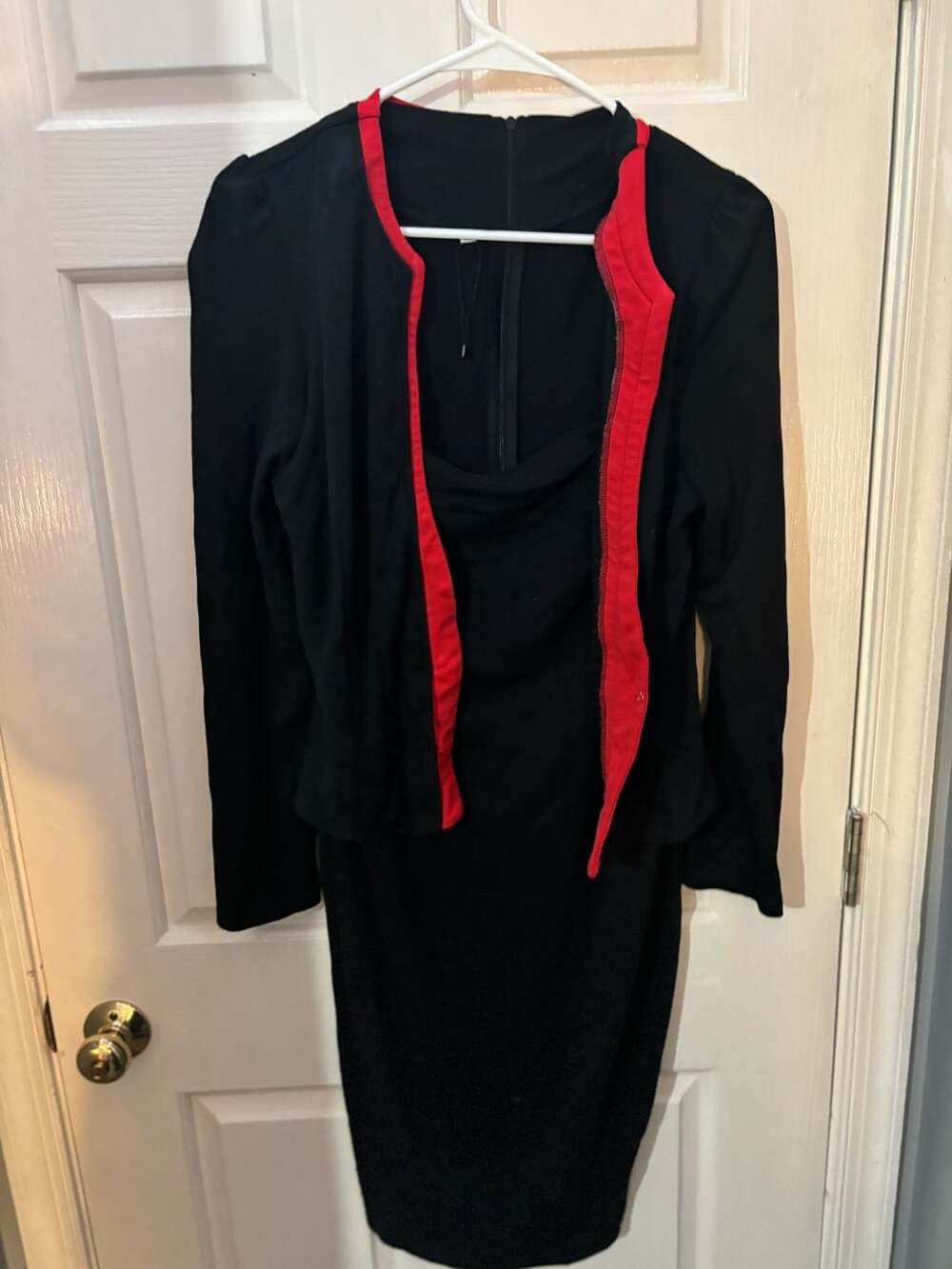 Amazon Essentials Women's Long Sleeve Black and Red Midi Dress XL